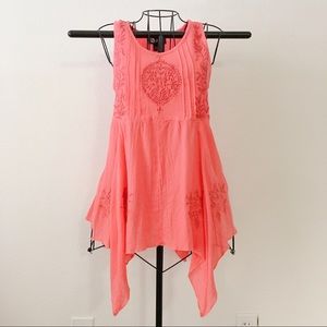 Embroidered Coral Boho Sleeveless Summer Top